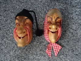 2 alte Krienser Holzmasken gemäss Brandmal gemacht v. Bucher