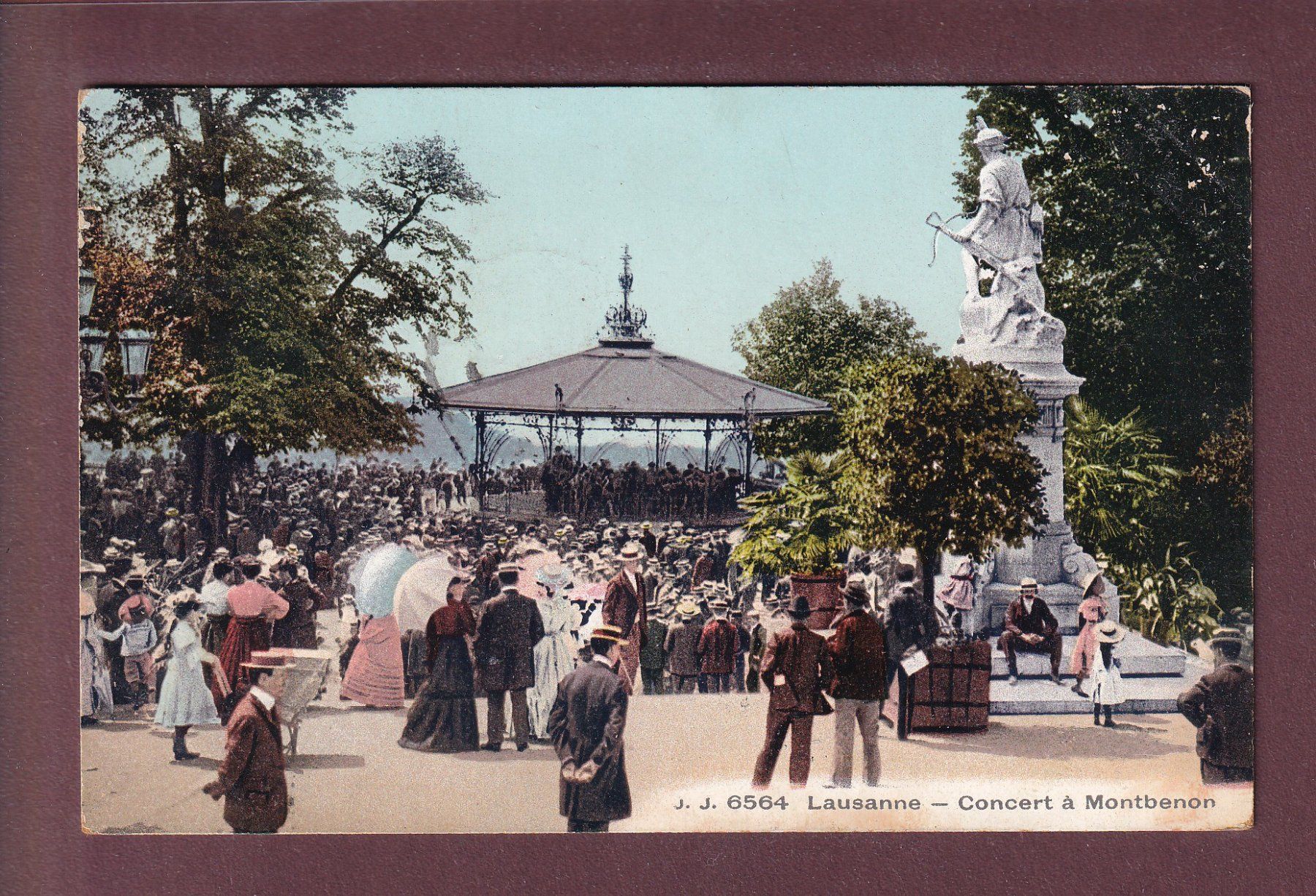 Cartoline postali: LAUSANNE - Concert à Montbenon - 1908 – Usato da Pully venduto da nicecards