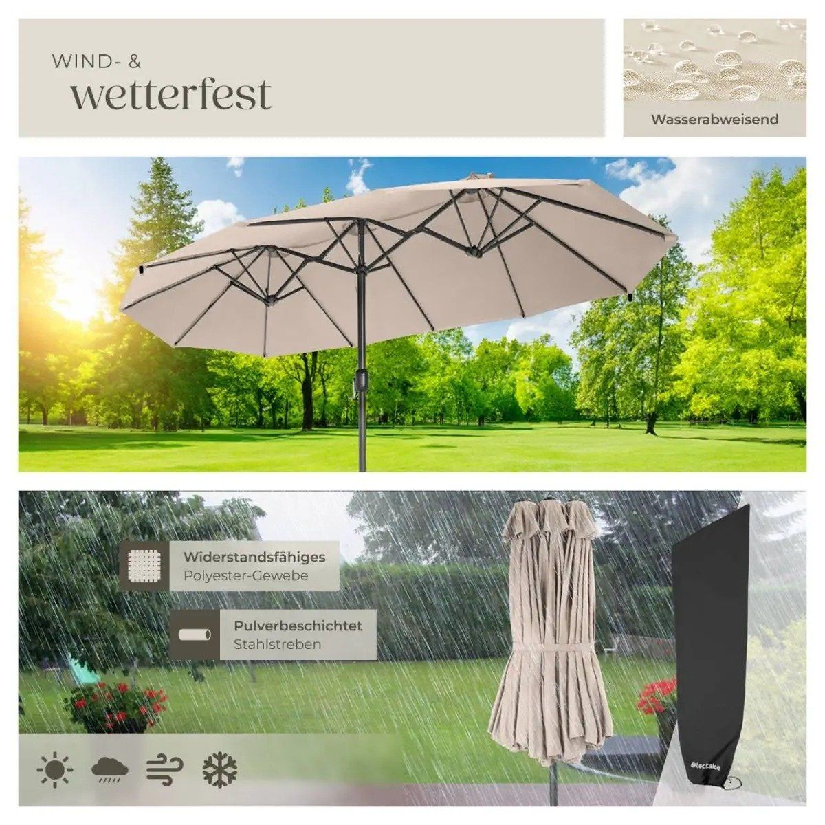 Ombrelloni: Sonnenschirm 460x270cm mit 3 Winddächern ZENVARO – Nuovo e nell'imballaggio originale da Lachen SZ venduto da sw3zzy 2