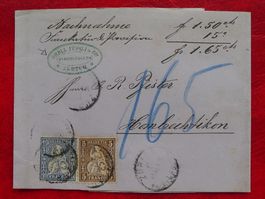 1864: Streifband "ORELL FÜSSLI", ZÜRICH nach HOMBRECHTIKON