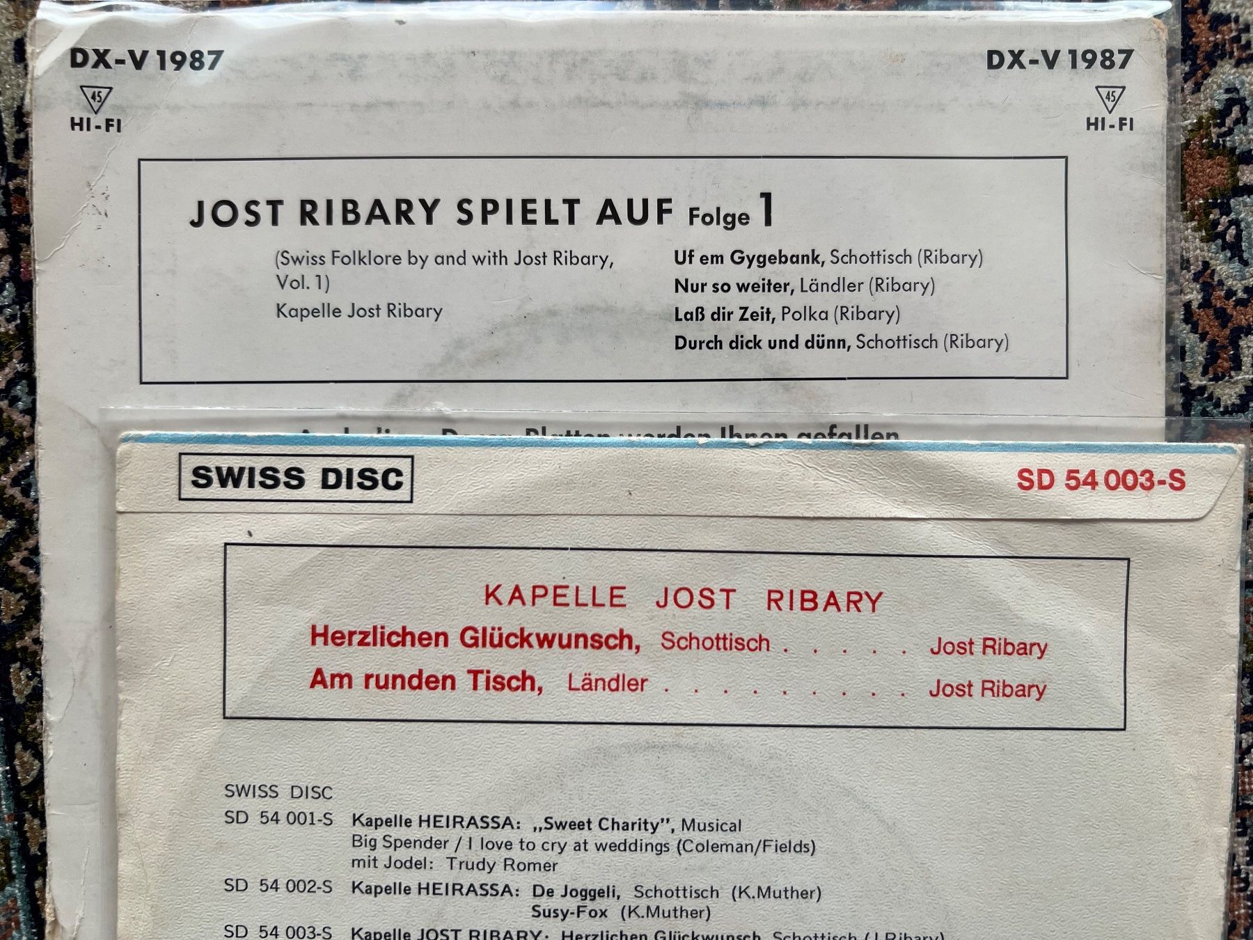 Dischi in vinile: 4 Singles 7 " JOST RIBARY Steiner Chilbi – Usato da Unterseen venduto da vinylmore 1