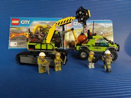Lego Vulkan Forscher 60121 und 60124 mit 2 Fahrzeugen
