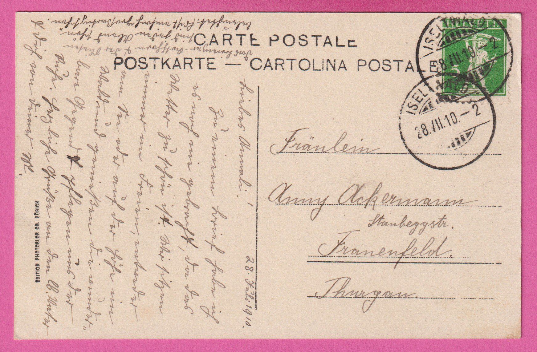 Cartoline postali: Iseltwald gel 1910 – Usato da Einsiedeln venduto da dillie 1