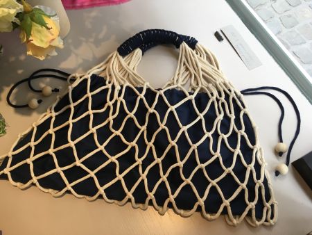 Strand Tasche BW Kordel geknüpft, Innentasche mit Kordelzug