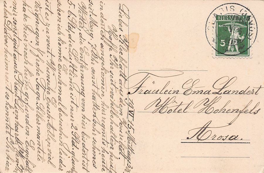 Cartoline postali: Davos-Glaris, Spinabad, gelaufen 1915 – Usato da Frauenfeld venduto da POML 1