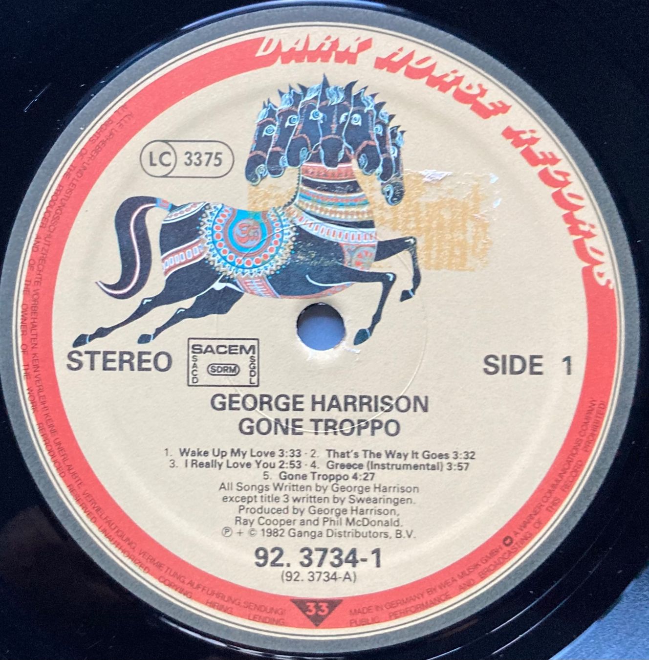 Dischi in vinile: GEORGE HARRISON - GONE TROPPO – Usato da Poliez-Pittet venduto da Newtown-Records 3