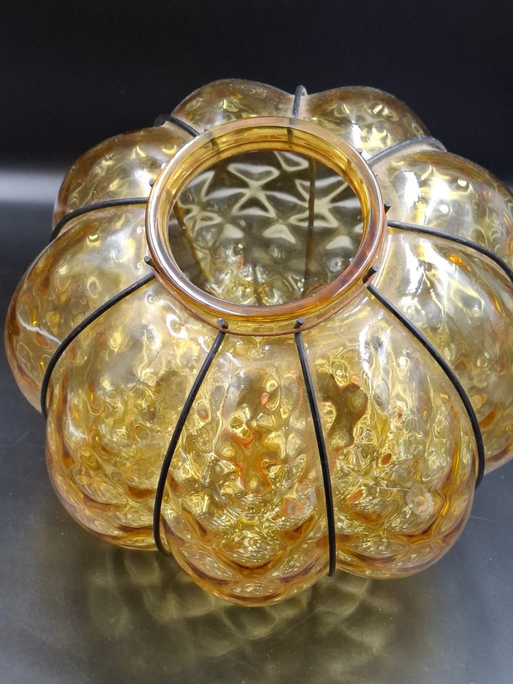 Lampadari & plafoniere: Pendelleuchte Murano Gold Glas Bernstein Stil 50er Boho Chic – Usato da Zürich venduto da bruzolda 3