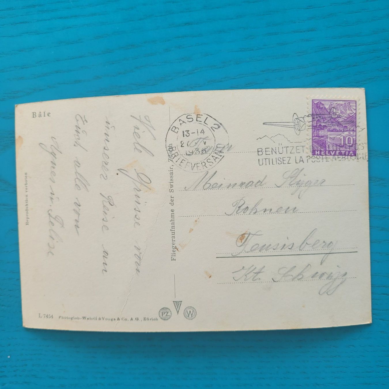 Ansichtskarten: Basel 1936 – Gebraucht aus SCHÜBELBACH von CoKaHa 1