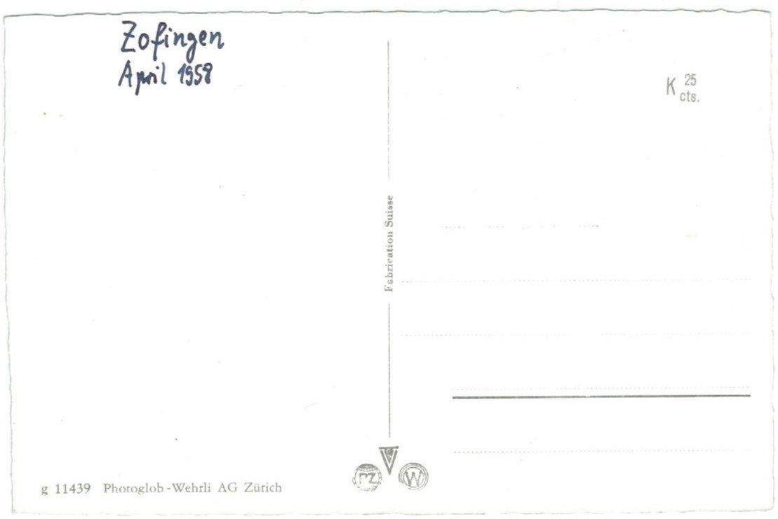 Ansichtskarten: AK Zofingen 1958 – Gebraucht aus Zürich von tol_b7c7 1