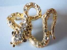 Brosche Schlange goldfarben