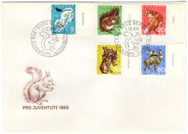 Pro Juventute Serie 1966 mit TAB (it) auf offiziellem FDC