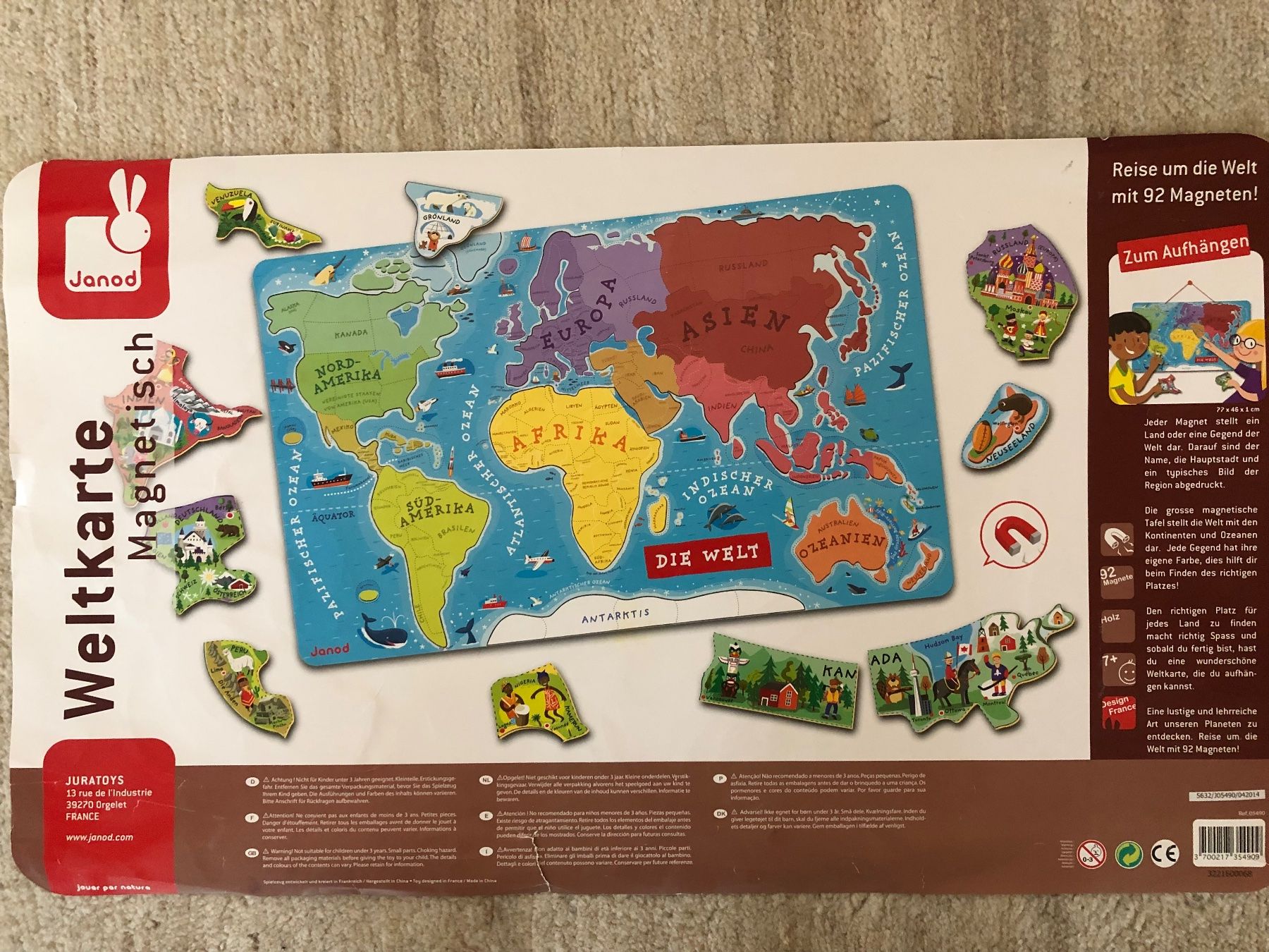 Janod Puzzles: Janod - magnetisches Weltpuzzle, 77x48cm – Gebraucht aus Gunzwil von feel_good 1