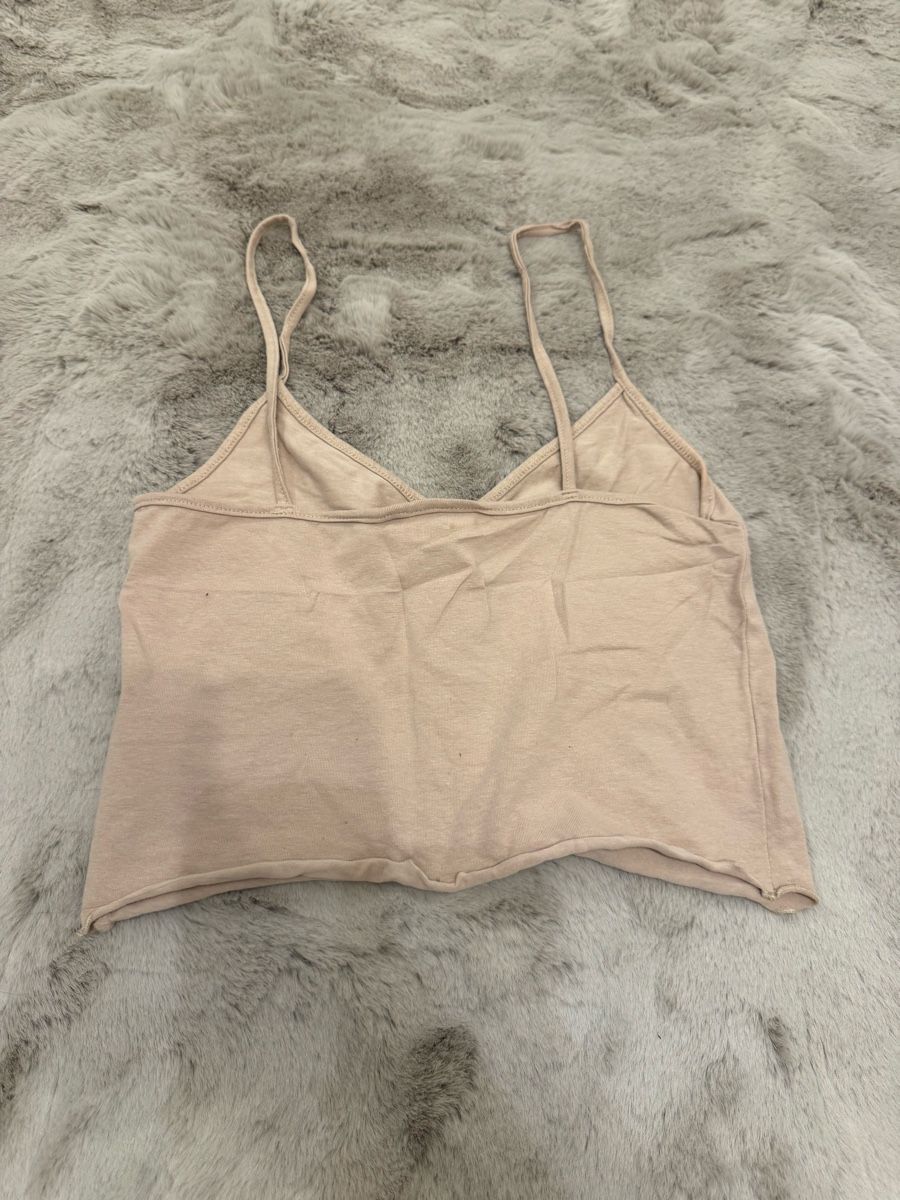 Top: Beiges Crop Top mit Spaghettiträgern – Nuovo (secondo la descrizione) da Marbach SG venduto da Rob_sta 1