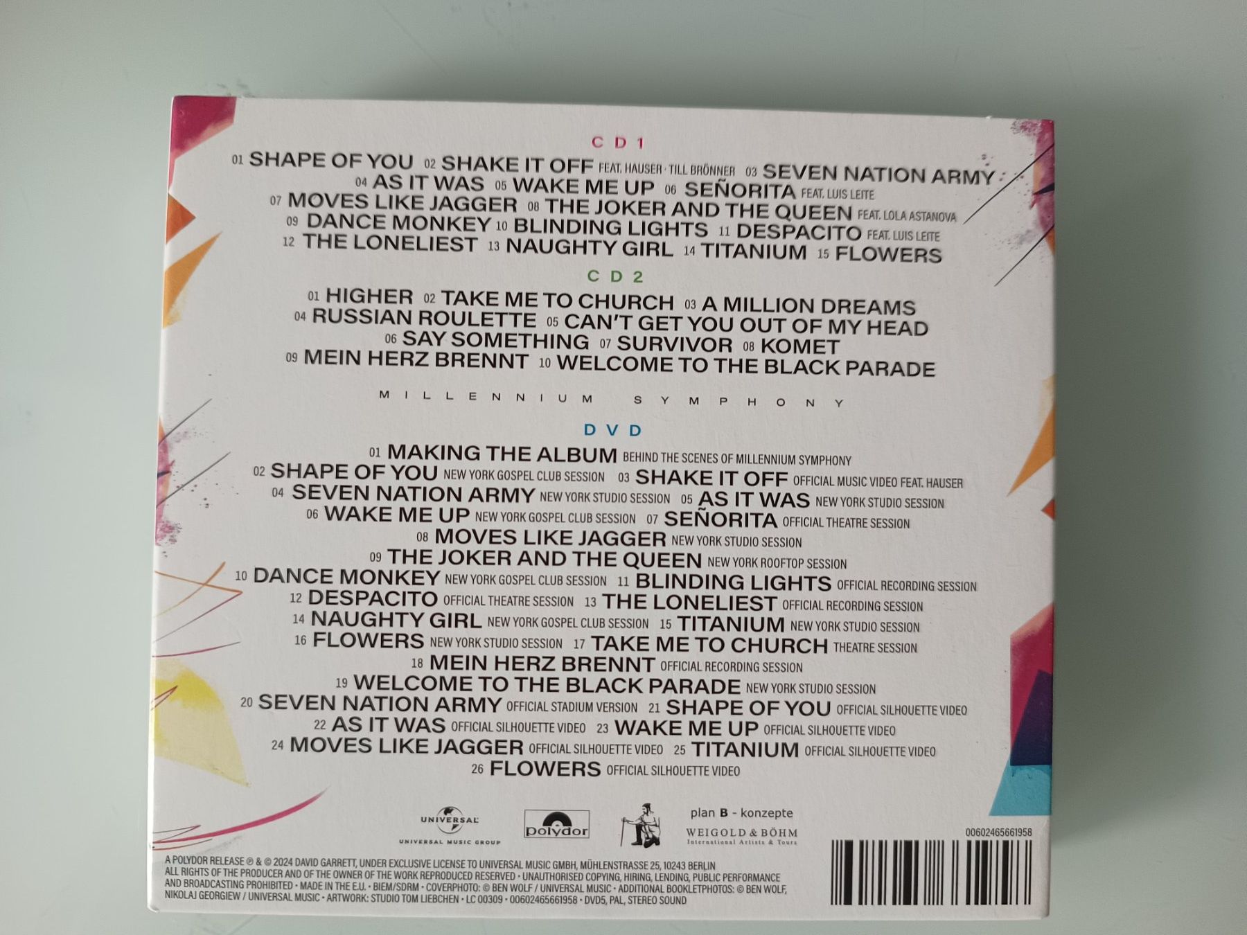 CD: DAVID GARRETT - Millenium Symphony - 2CD + 1DVD – Usato da Mels venduto da akaBella 1