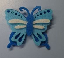 Papillon feutrine 3 tons 5cm BLEU 3D