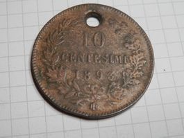 Italien 10 Centesimi, 1893 Münzzeichen "BI" - Birmingham