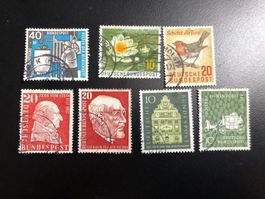 7 timbres oblitérés 1957 RFA selon photo