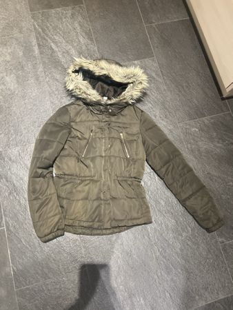 Winter Jacke mit Kapuze, Khaki, Gr. S