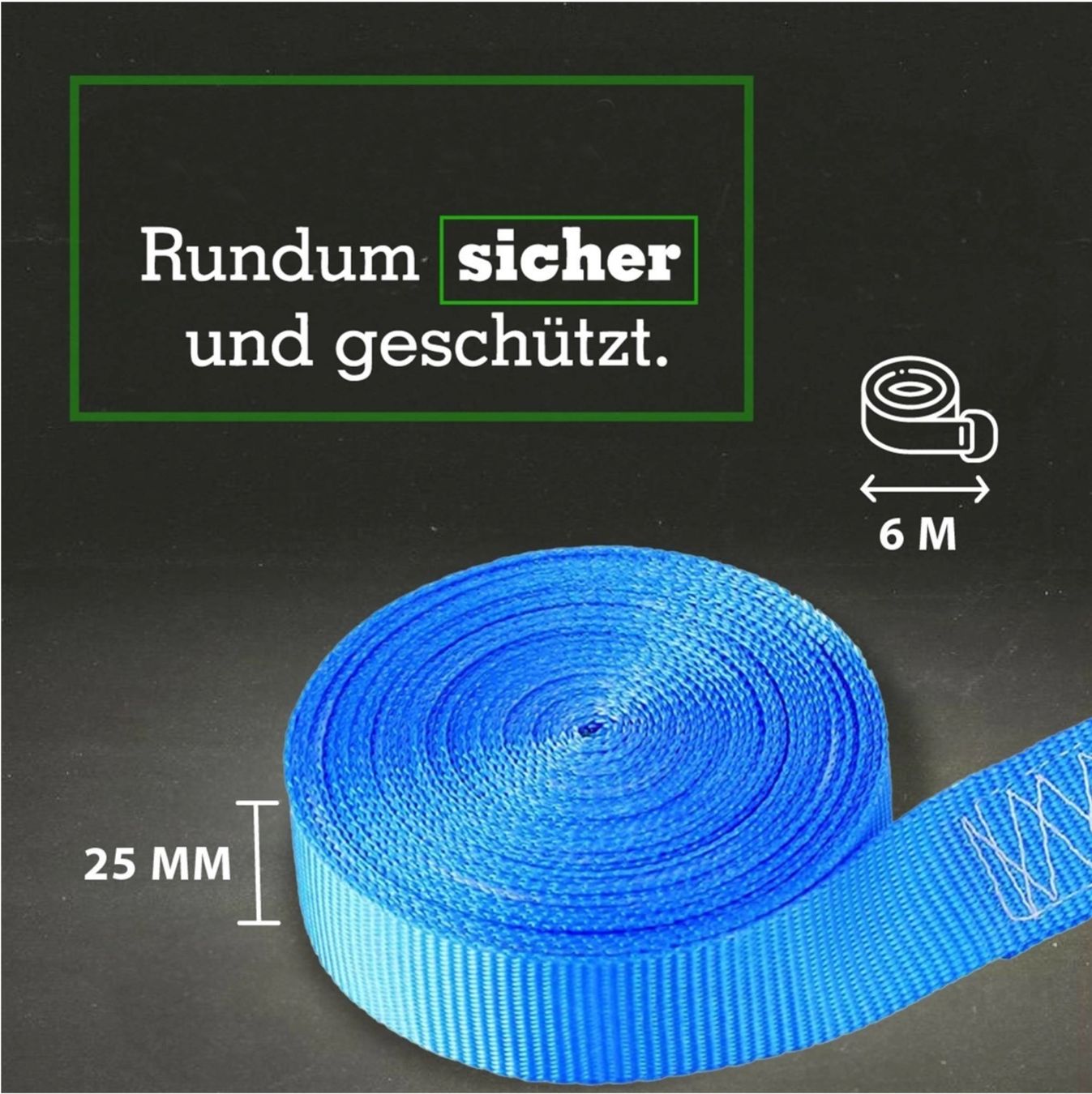 Tutti gli attrezzi: Spanngurt 800 kg 25 mm x 6 m einteilig blau – Nuovo e nell'imballaggio originale da Bülach venduto da StoreInShop.com 2