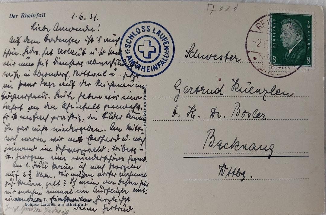 Cartoline postali: RHEINFALL - 1931 – Usato da Delémont venduto da Domdom1 1