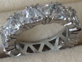 Luxus Elegante Gr: 18/8 Ring Zirkonia Weiss Farbe : Silber