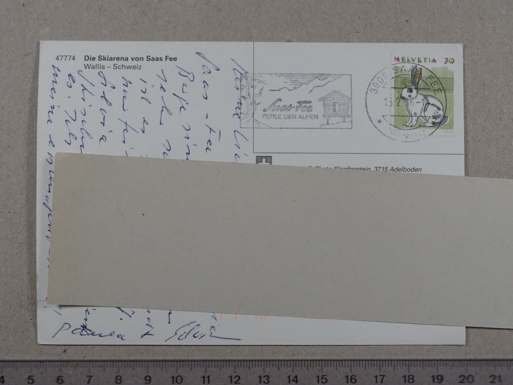 Cartoline postali: Saas Fee, 1996, Winter, Ski, Skilift – Usato da Lenzburg venduto da fh1 1