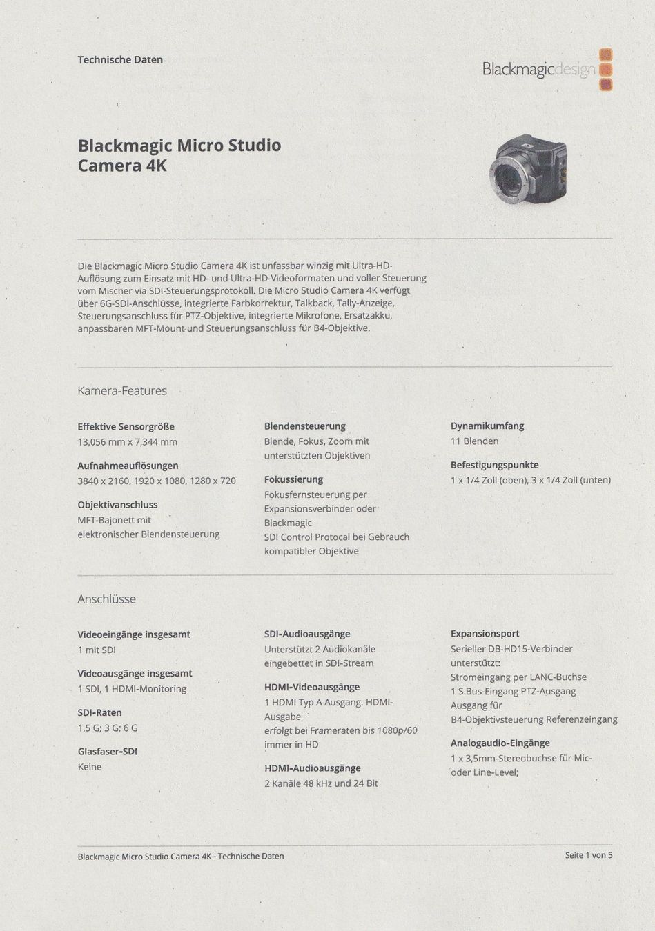 Blackmagic Videocamere: Blackmagic Micro Studio Camera 4K – Usato da Luzern venduto da AMS144 7