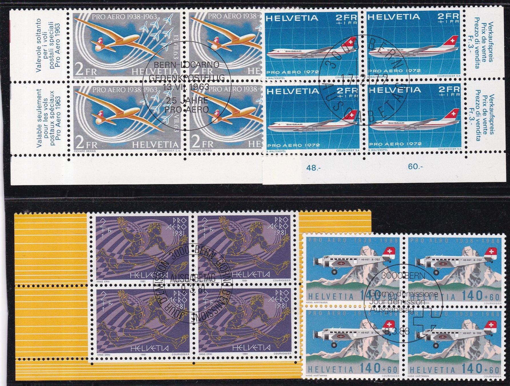 Tutti i francobolli: CH Briefmarken Lot "Flugpost" ab 1923 – Usato da Münchwilen AG venduto da Nesar 3