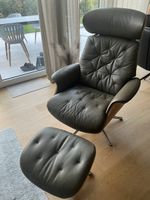Flexlux Ledersessel olive mit Fussstütze