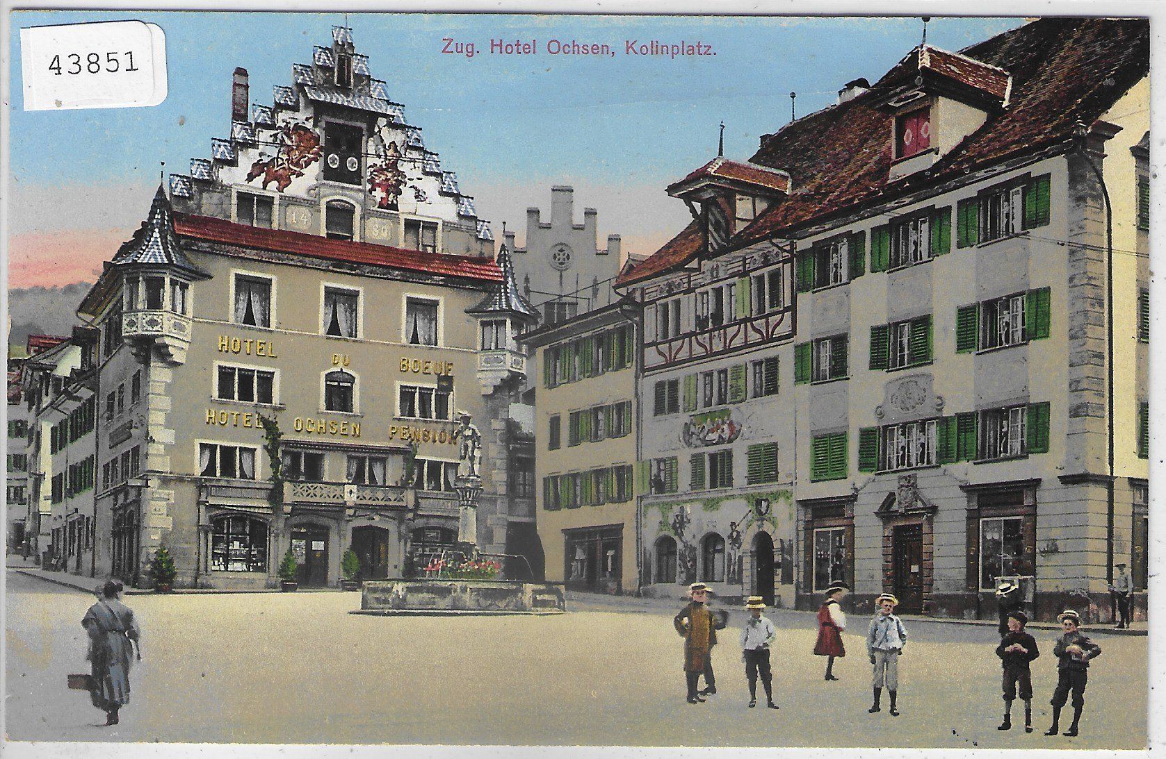 Ansichtskarten: Zug - Hotel Ochsen, Kolinplatz - Litho – Gebraucht aus Ettingen von Kartenplanet