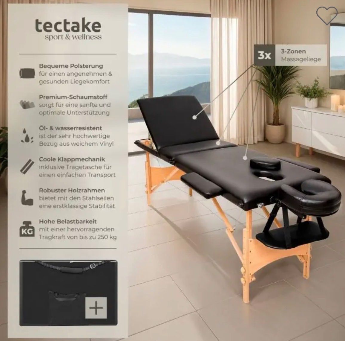 TecTake Lettini & sedie per cosmetici: TecTake 3 Zonen Massageliege transportabel – Usato da Zürich venduto da Holladie 5