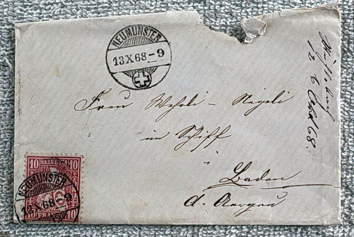 Tutti i francobolli: BRIEFUMSCHLAG 1868 NEUMÜNSTER – Usato da Ostermundigen venduto da Wyatt-Earp