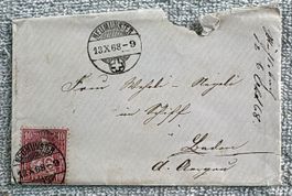 BRIEFUMSCHLAG 1868 NEUMÜNSTER