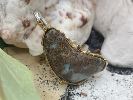 Anhänger mit echtem, Boulderopal in Sterlingsilber, 22ct