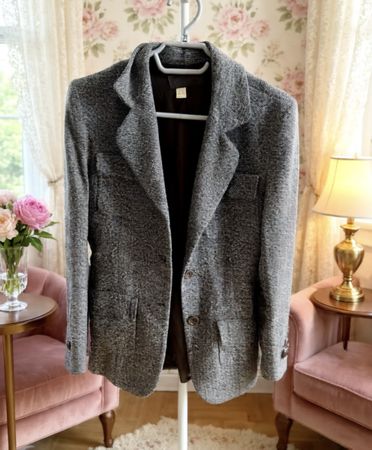 ZARA Woman Tweed-Blazer / Jacke Meliert Grau/Schwarz – Gr. M