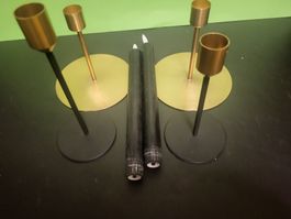 4 Kerzenhalter  mit 2 LED Kerzen