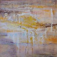Acrylgemälde auf Leinwand,70x70 cm, beige-gold-rosa Unikat