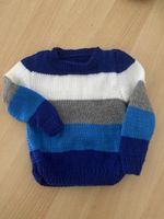Kinderpullover gestrickt blau weiss grau neu Grösse 86