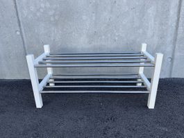 Étagère à chaussures 3 niveaux métal blanc 70cm 30cm 45cm