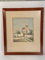 Framed Watercolour Painting - Charming Country Church Scene
