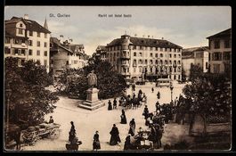 AK St. Gallen, Markt mit Hotel Hecht