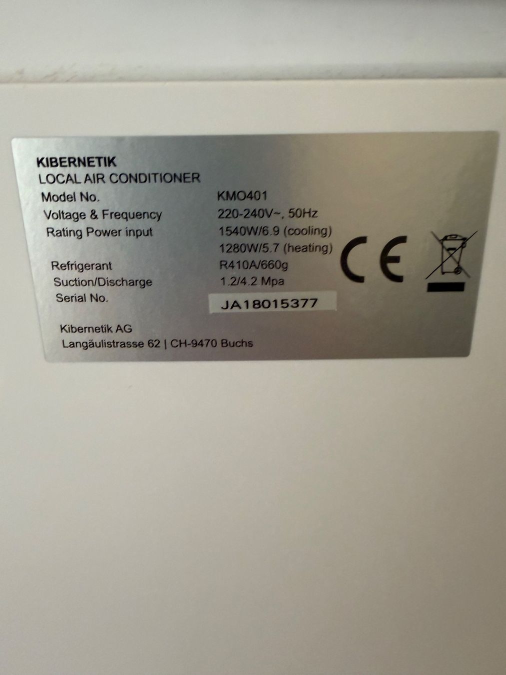 Kibernetik Klimageräte: Klimagerät KIBERNETIK KMO401 mobile – Gebraucht aus Zürich von sandrovics 1