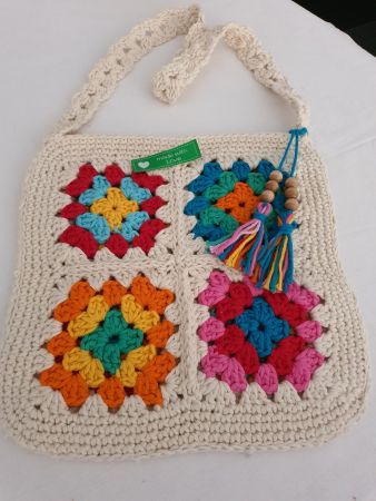 Borsetta a tracolla *Handmade* 100%cotone Multicolor NUOVO!!