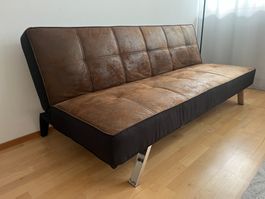 home24 Schlafsofa "Savigna" – Antiklederoptik Braun