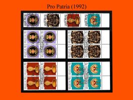 "Pro Patria" Vollstempel-Serie + Viererblöcke (1992 )