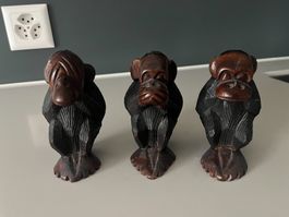 Statuettes "les 3 singes de la sagesses" en bois africain