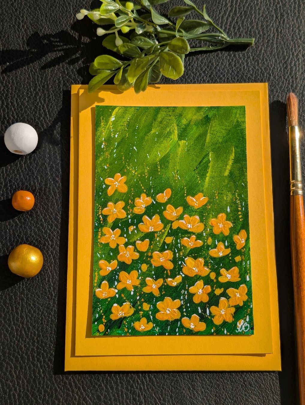 Karten: Original Hand-Painted Spring Flowers Card. One of a Kind! – Neu und originalverpackt aus Winterthur von LaVieColor