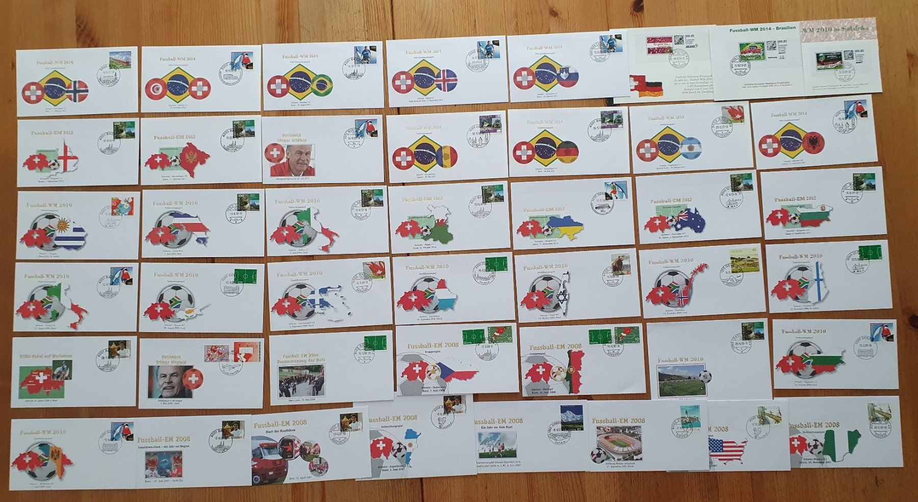 Alle Briefmarken: 45: Belege  Fussball EM - oder Weltmeisterschaft 2008 / 2012 – Gebraucht aus Dällikon von Minita