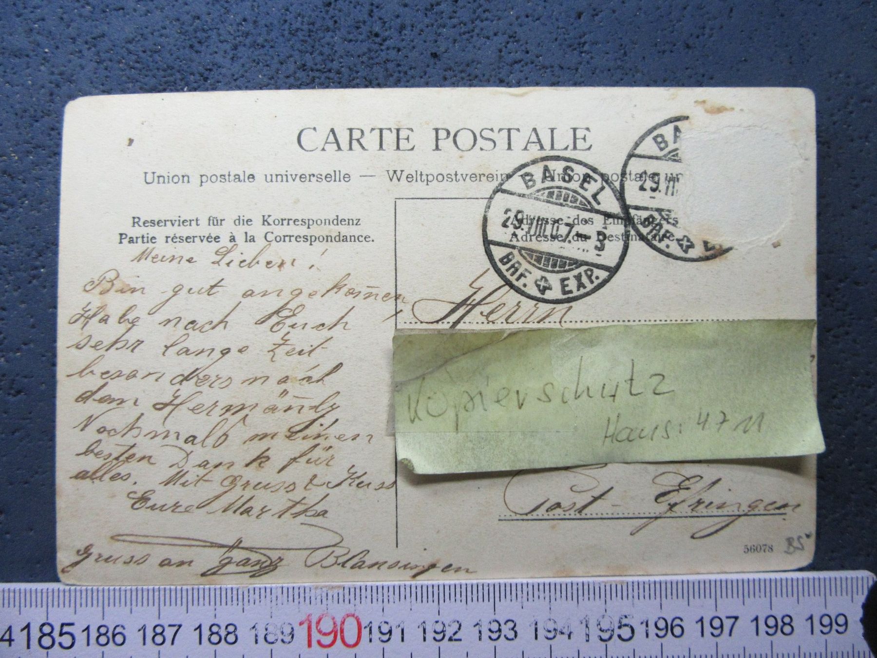 Cartoline postali: BASEL 1907 TAUSENDER-NOTE AK BS – Usato da Ettingen venduto da Hausi4711 1