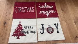 4er-Set Weihnachts-Kissenbezüge (100% Leinen) – NEU
